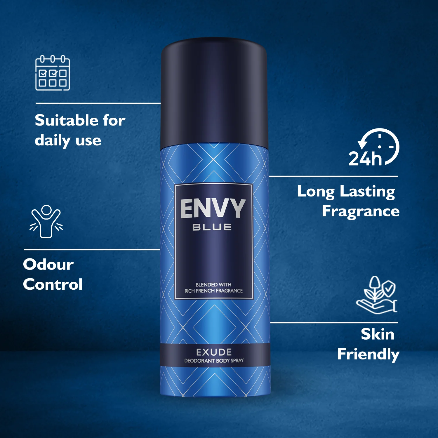 ENVY Blue Exude Deodorant Spray For Men - 165ml - Image 4