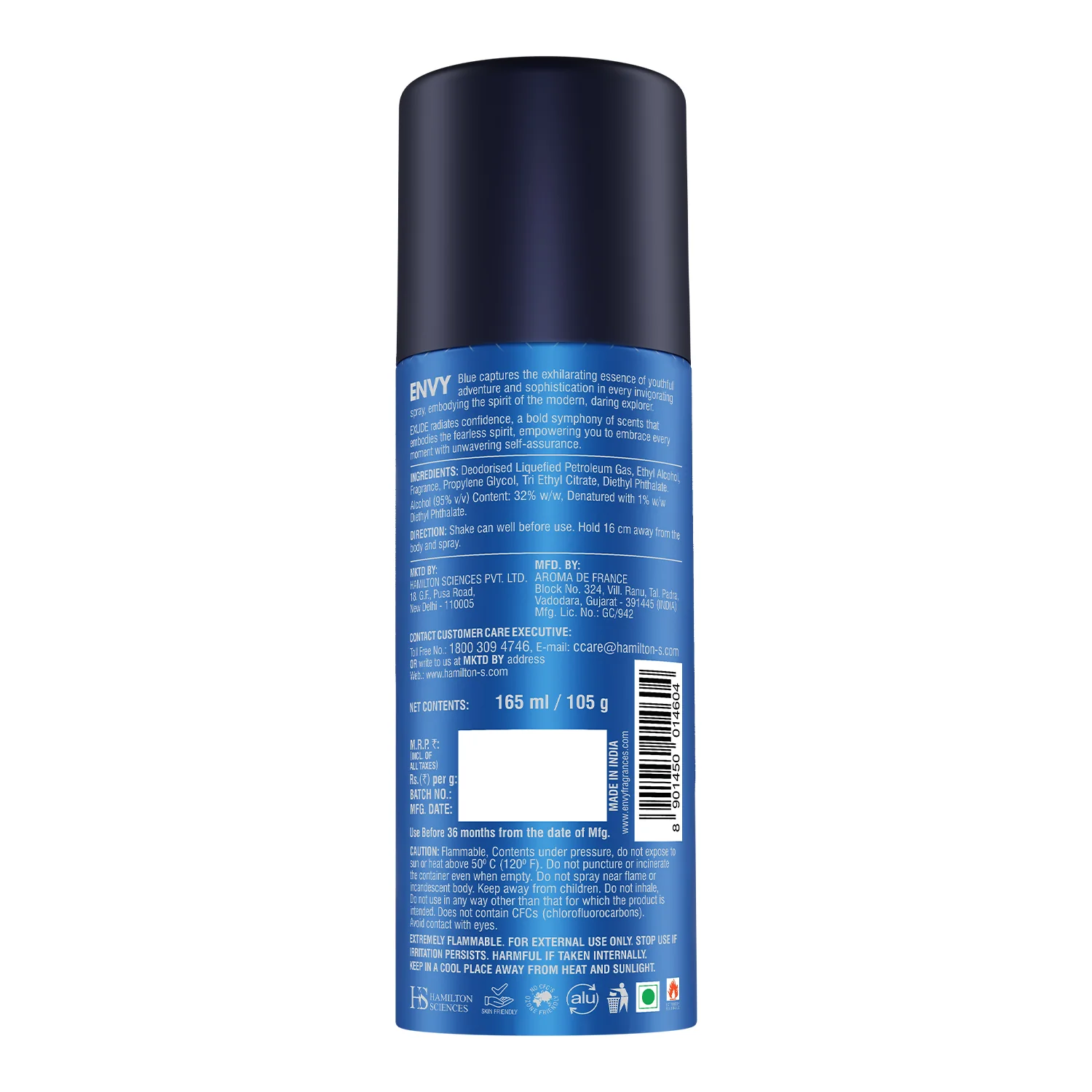 ENVY Blue Exude Deodorant Spray For Men - 165ml - Image 5
