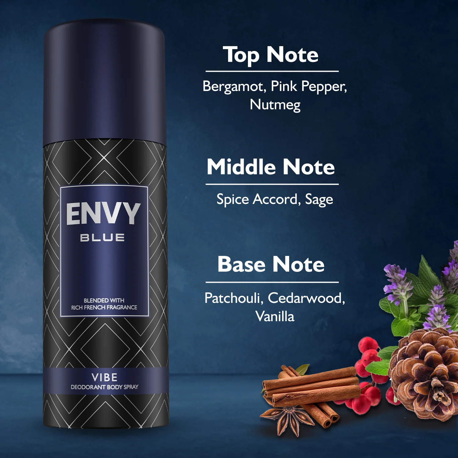 ENVY Blue Vibe Deodorant Spray For Men - 165ml - Image 4
