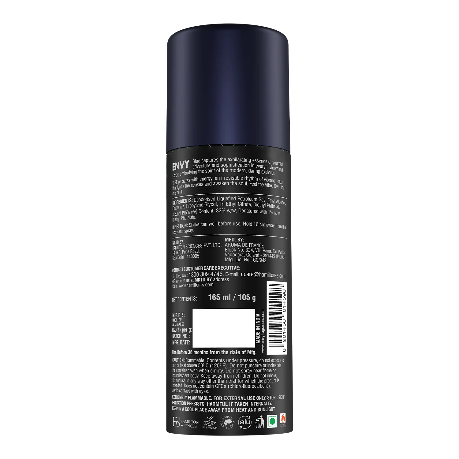 ENVY Blue Vibe Deodorant Spray For Men - 165ml - Image 5