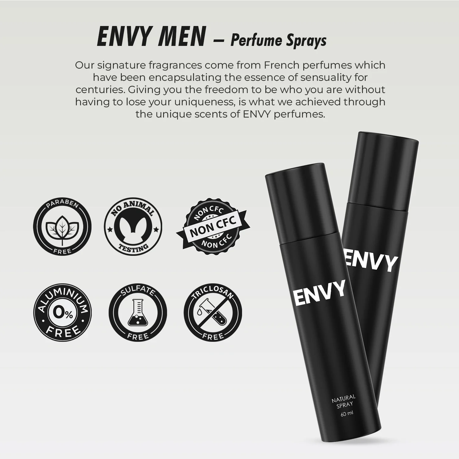 ENVY Natural Spray Perfume For Men (Pack of 2) - 60ml Each - Image 5