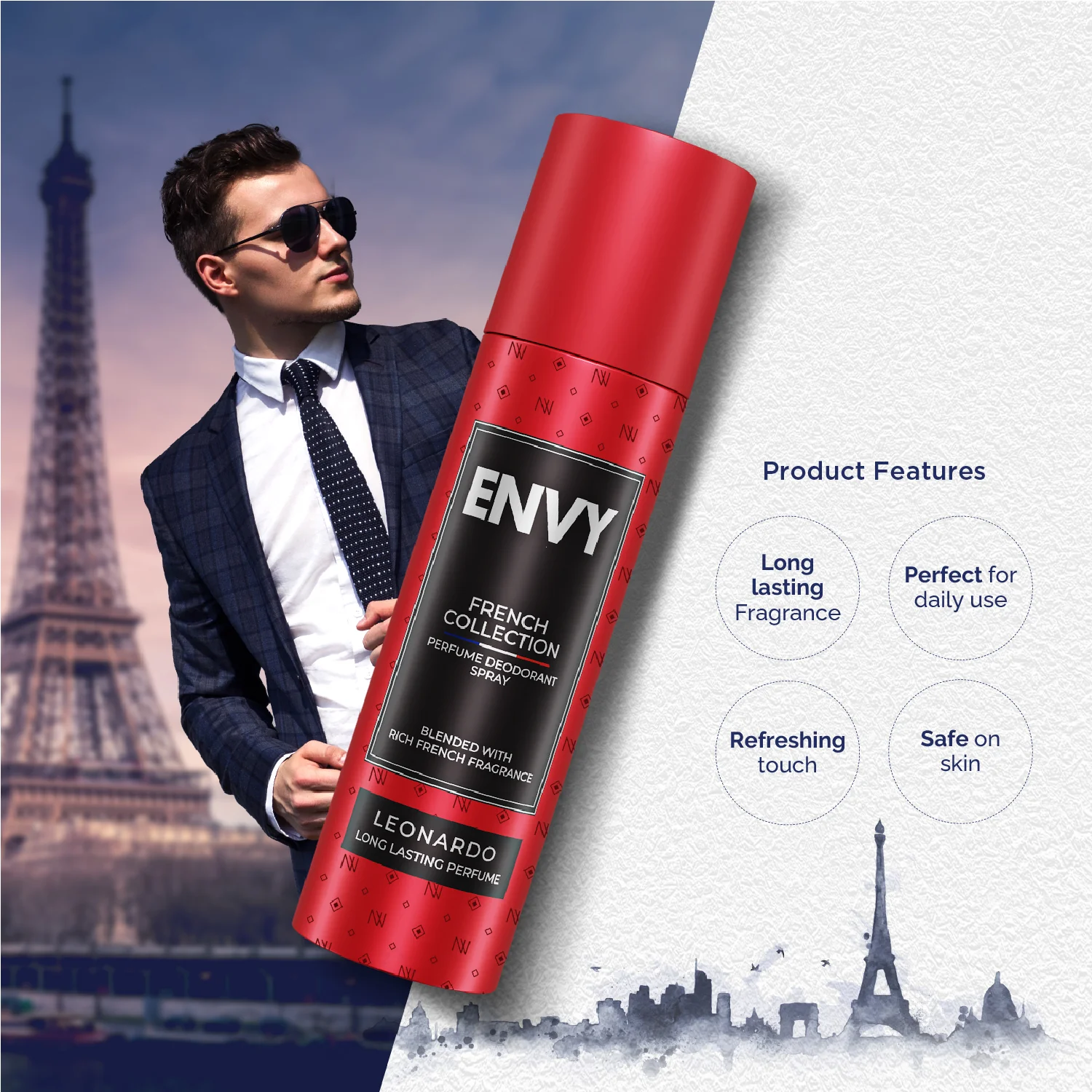 ENVY Pack of 3 Deos for men (Arnold + George + Leonardo) - 120ml Each - Image 4