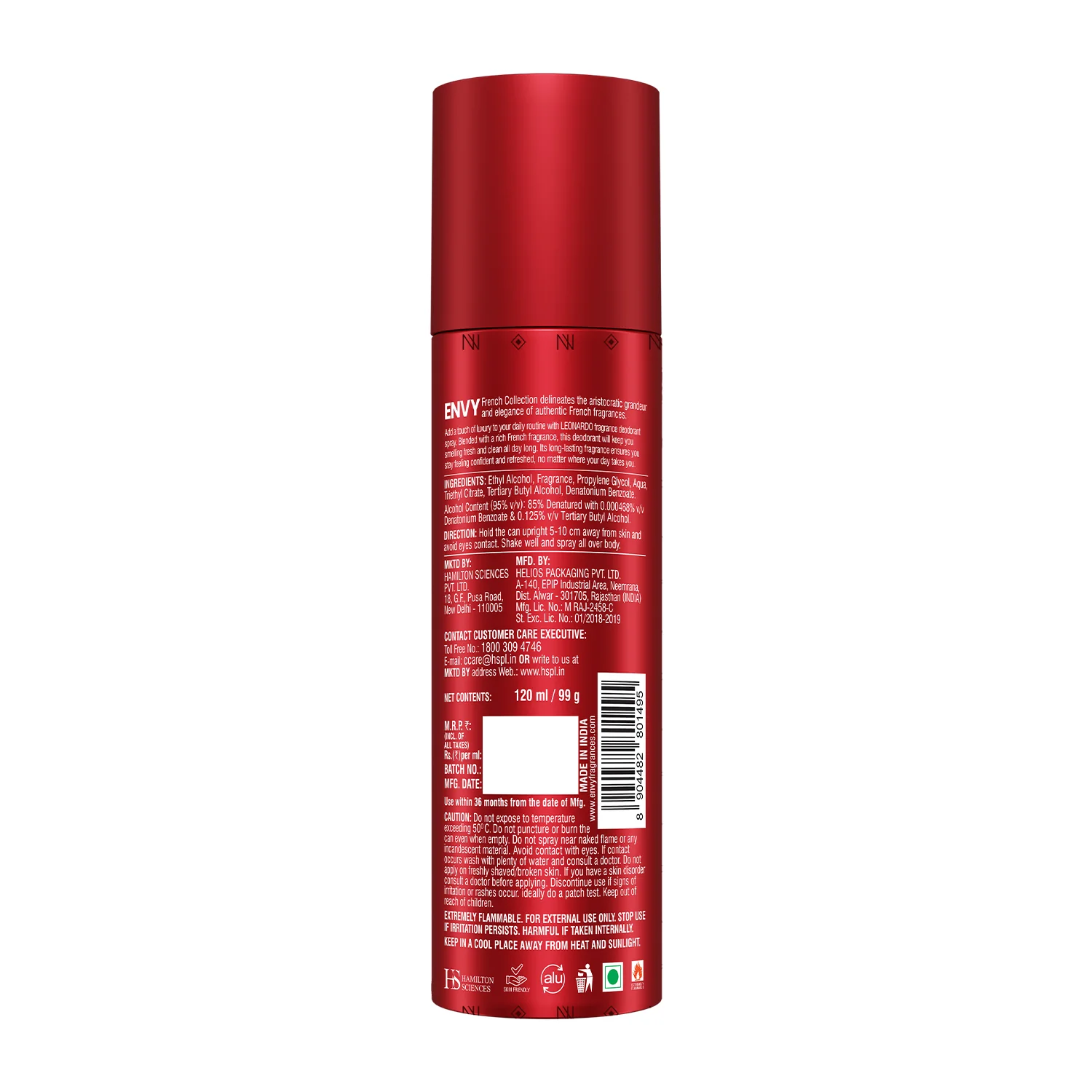 ENVY French Collection Leonardo Deodorant For Men -120ml - Image 8