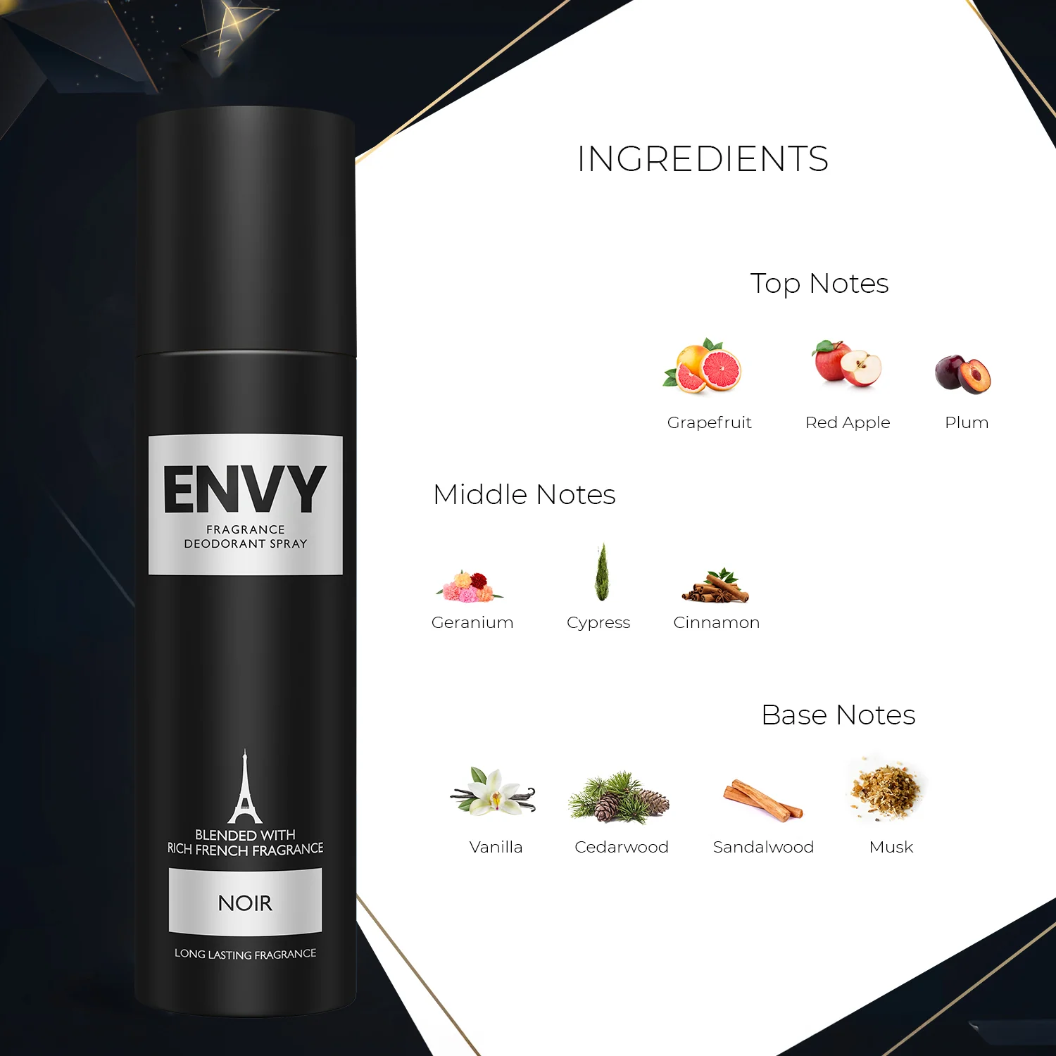 ENVY Noir Deodorant For Men - 120ml - Image 4