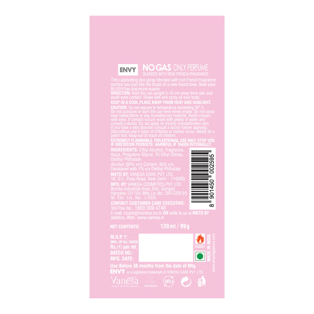 Envy Pack of 2 Blush 120ml Deo & Blush 60ml Perfume For Women - Image 2