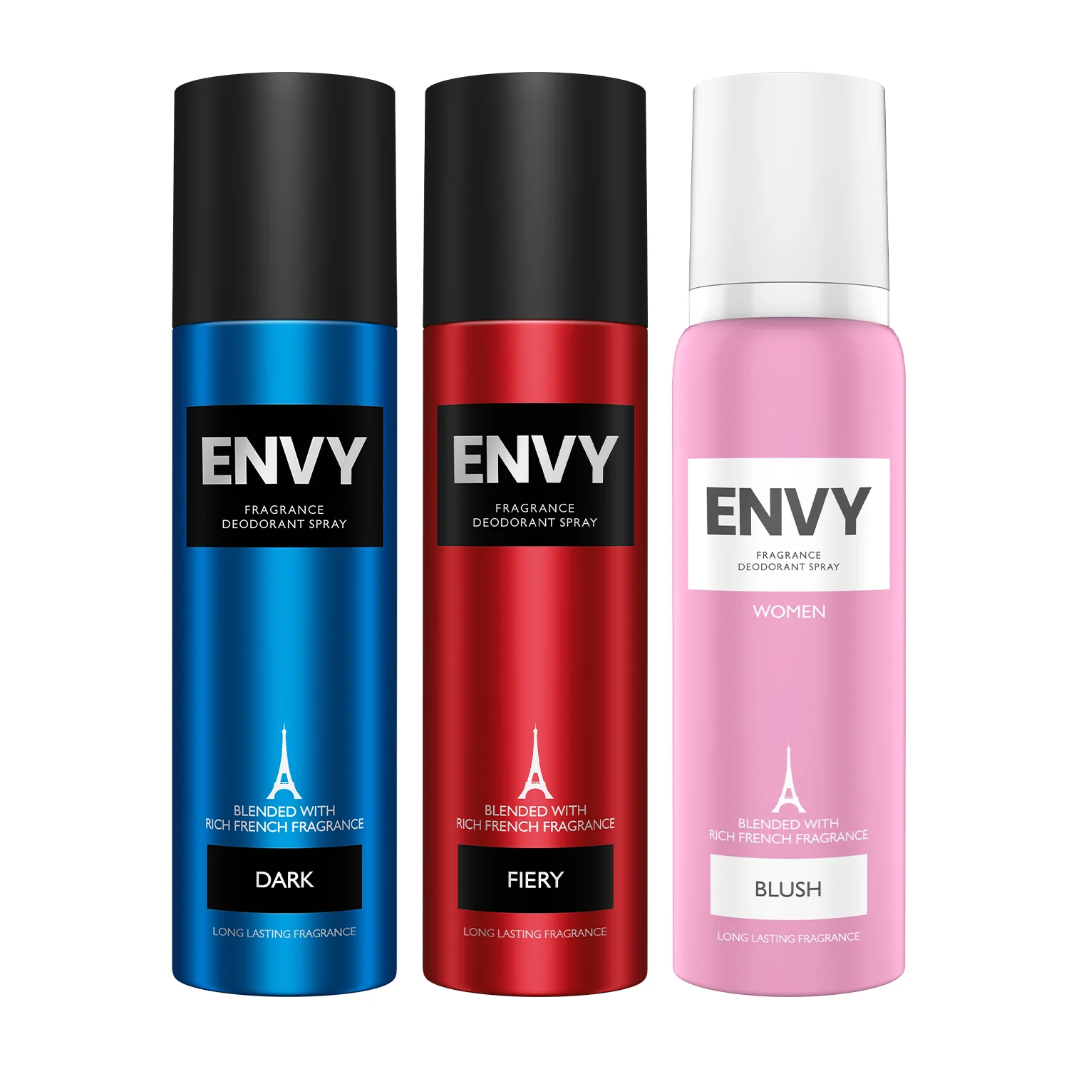 Envy Pack of 3 Deos For Men (Dark + Fiery + Blush) - 140ml Each