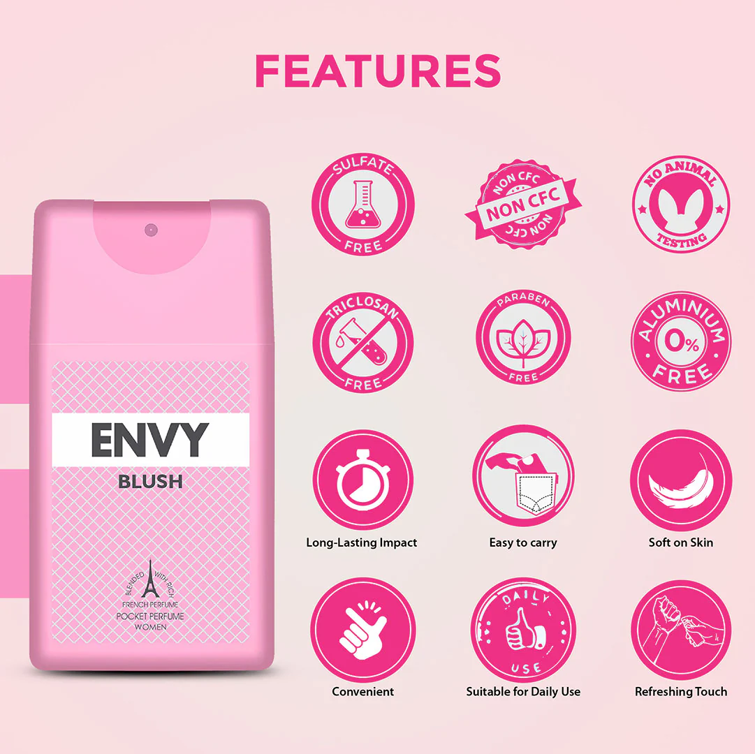 ENVY Pack of 3 Blush Pocket Perfumes - 18ml Each - Image 4