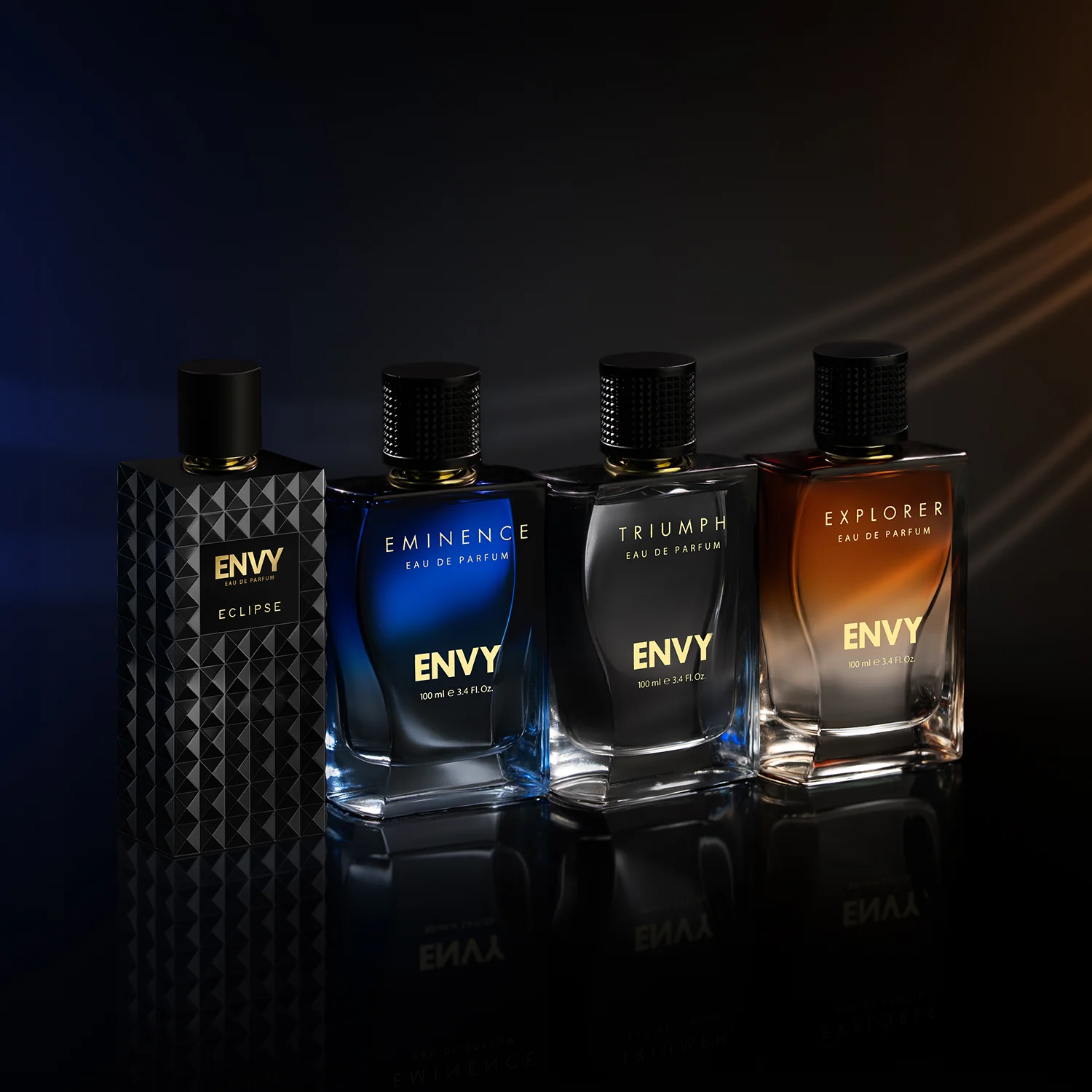 ENVY Pack of 4 Perfumes For Men (Eclipse + Triumph + Explorer + Eminence) - 100ml Each - Image 2