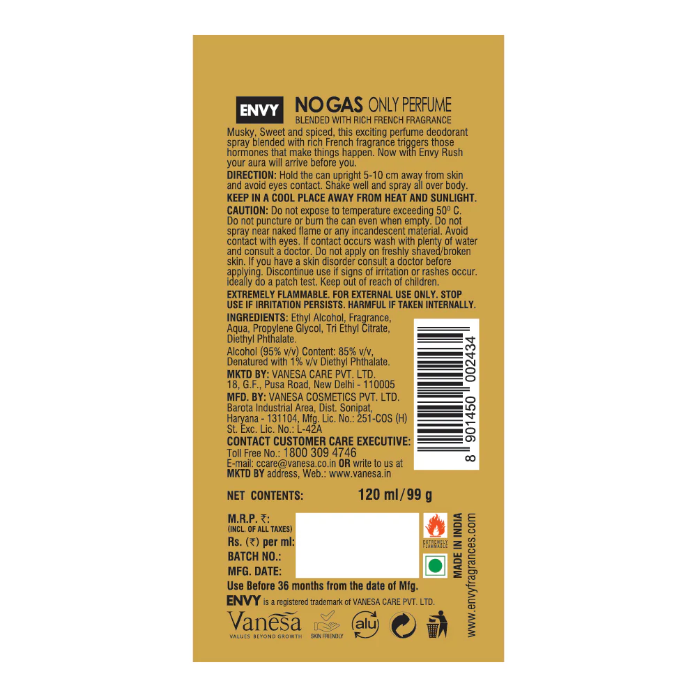 ENVY Rush Deodorant For Men - 120ml - Image 8