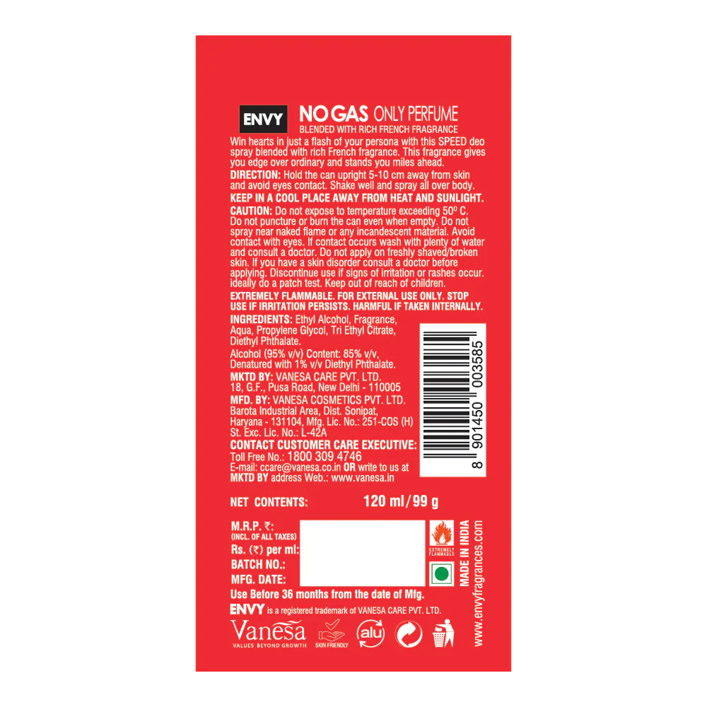 ENVY Speed Deodorant For Men - 120ml - Image 8