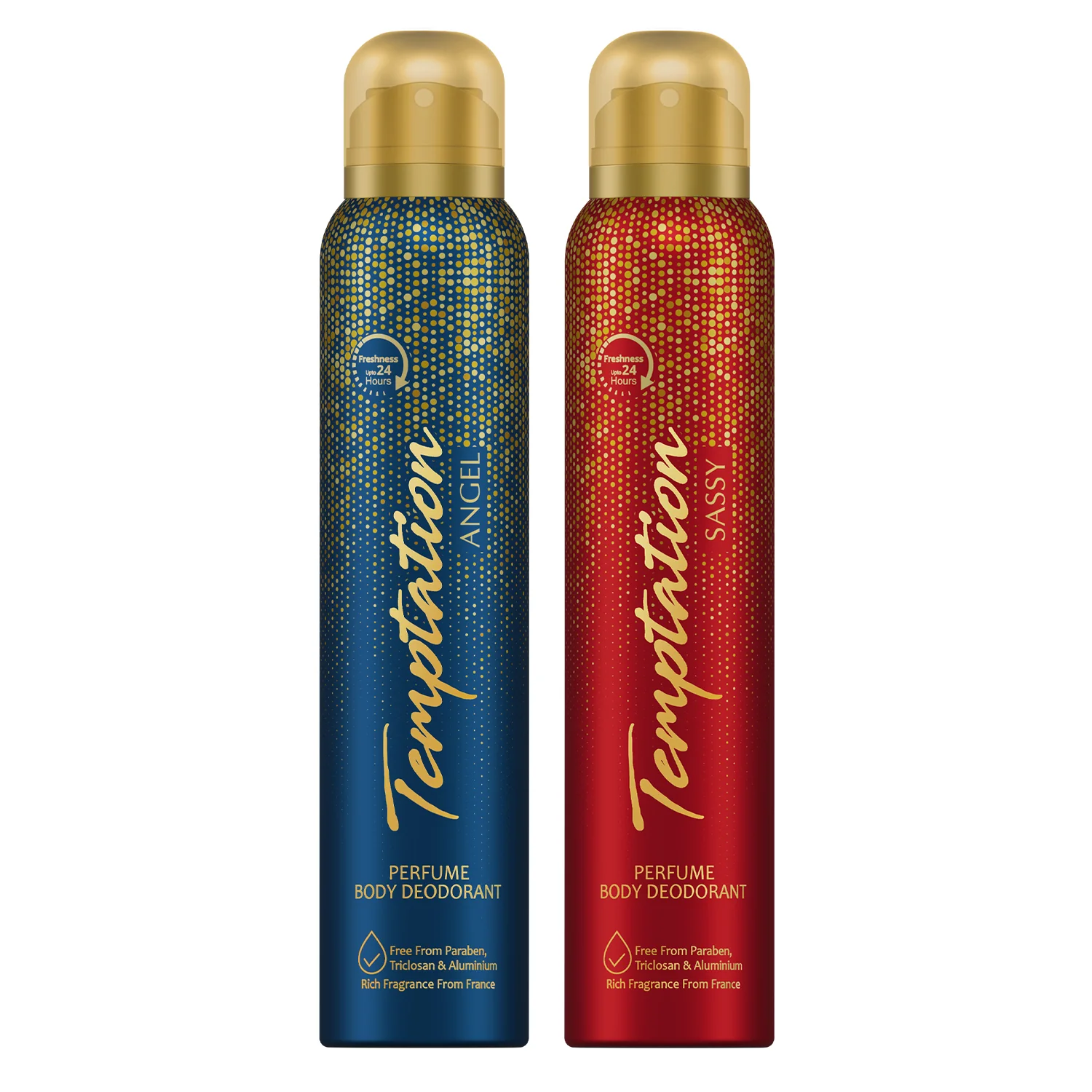 TEMPTATION Pack of 2 (Angel + Sassy) Perfume Body Deodorant For Women - 150ml Each - Sale