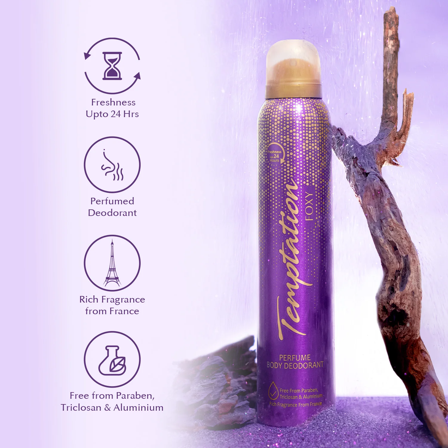 TEMPTATION Foxy Perfume Body Deodorant For Women 150ml - Image 5