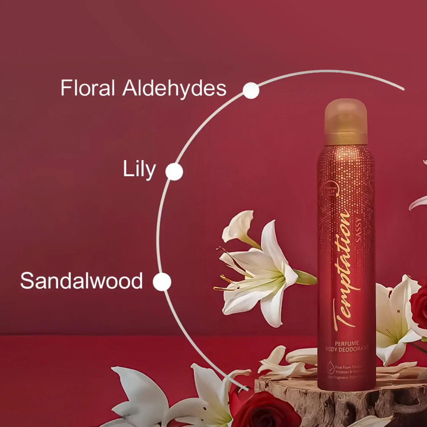 TEMPTATION Sassy Perfume Body Deodorant For Women 150ml - Image 5