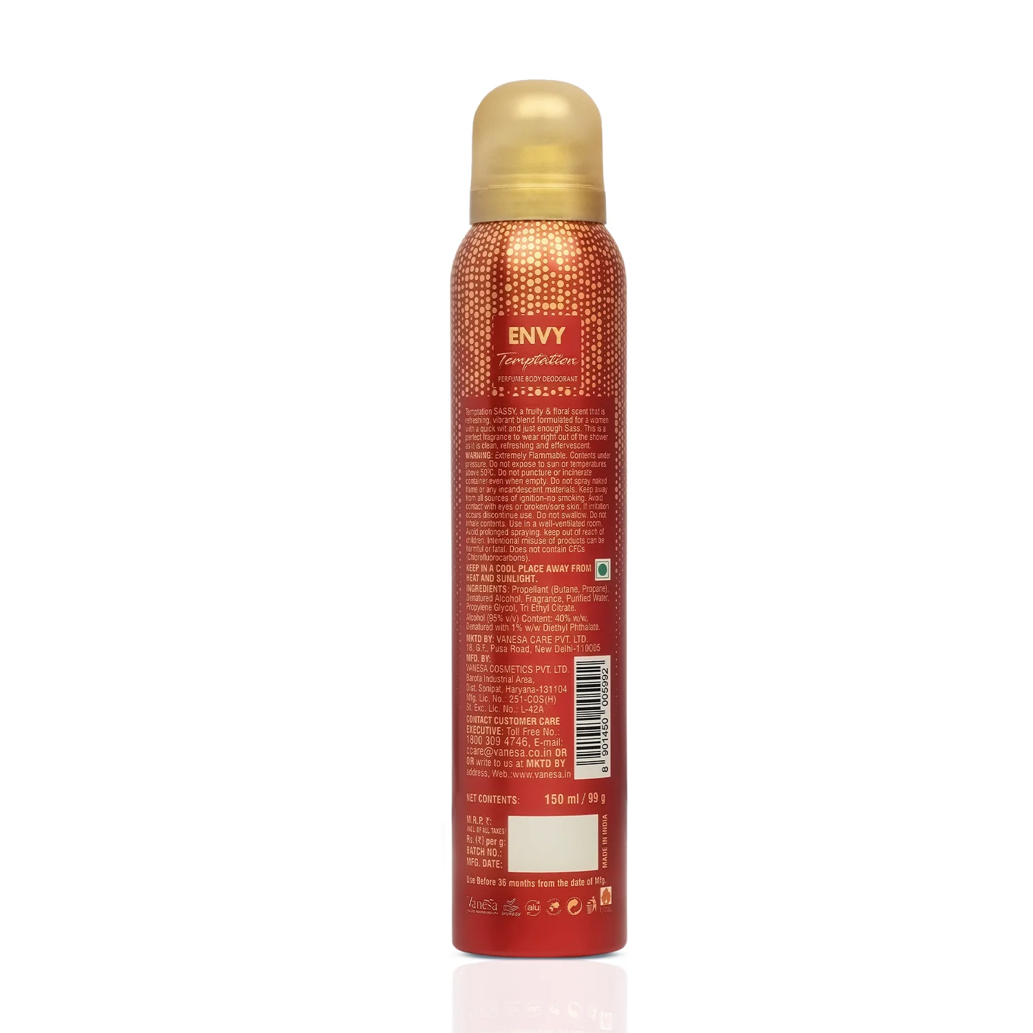 TEMPTATION Sassy Perfume Body Deodorant For Women 150ml - Image 8